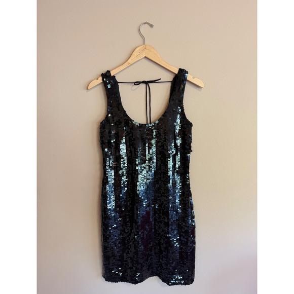 Club Monaco Dresses & Skirts - Club Monaco Black Sequin Mini Dress Low Back‎ Tie Sleeveless Party Cocktail 2